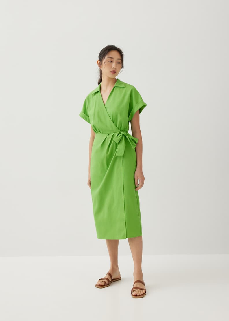 Zara linen wrap dress sales