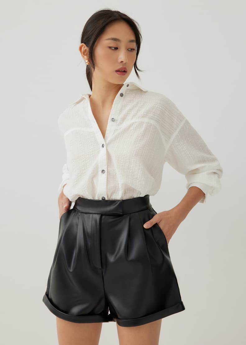 Leather faux shorts deals