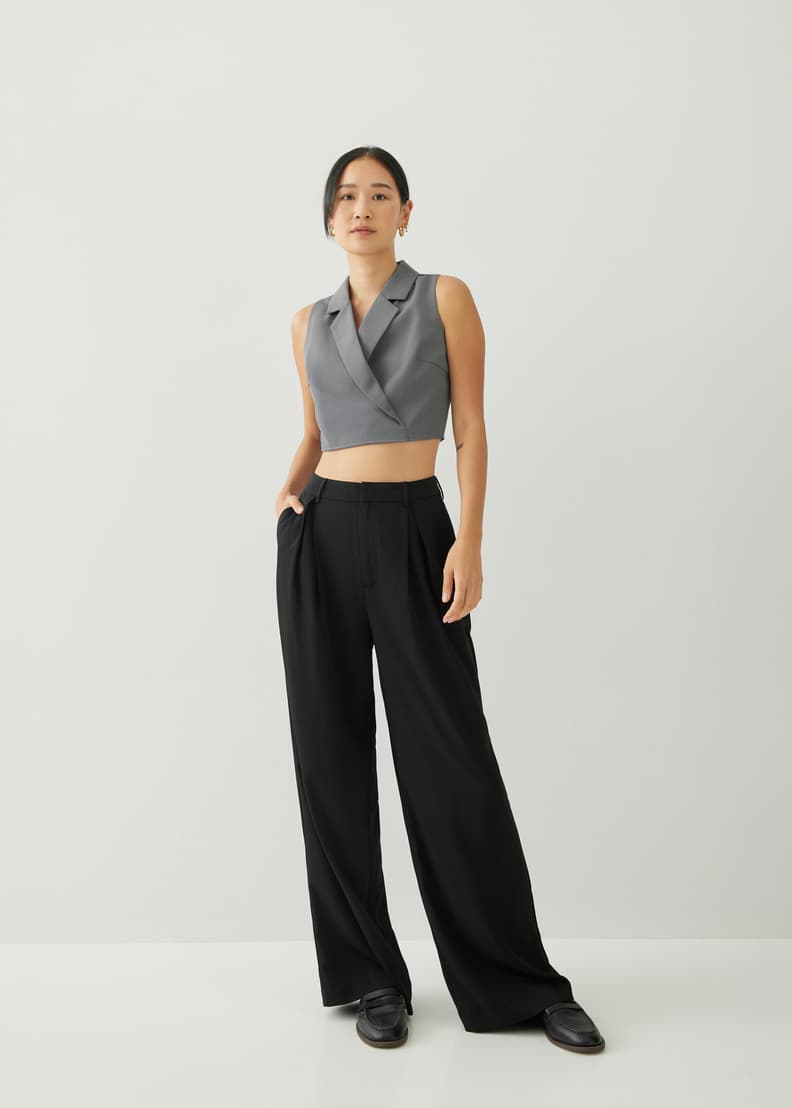 Theresa Tailored Collared Crop Top | Love, Bonito Philippines