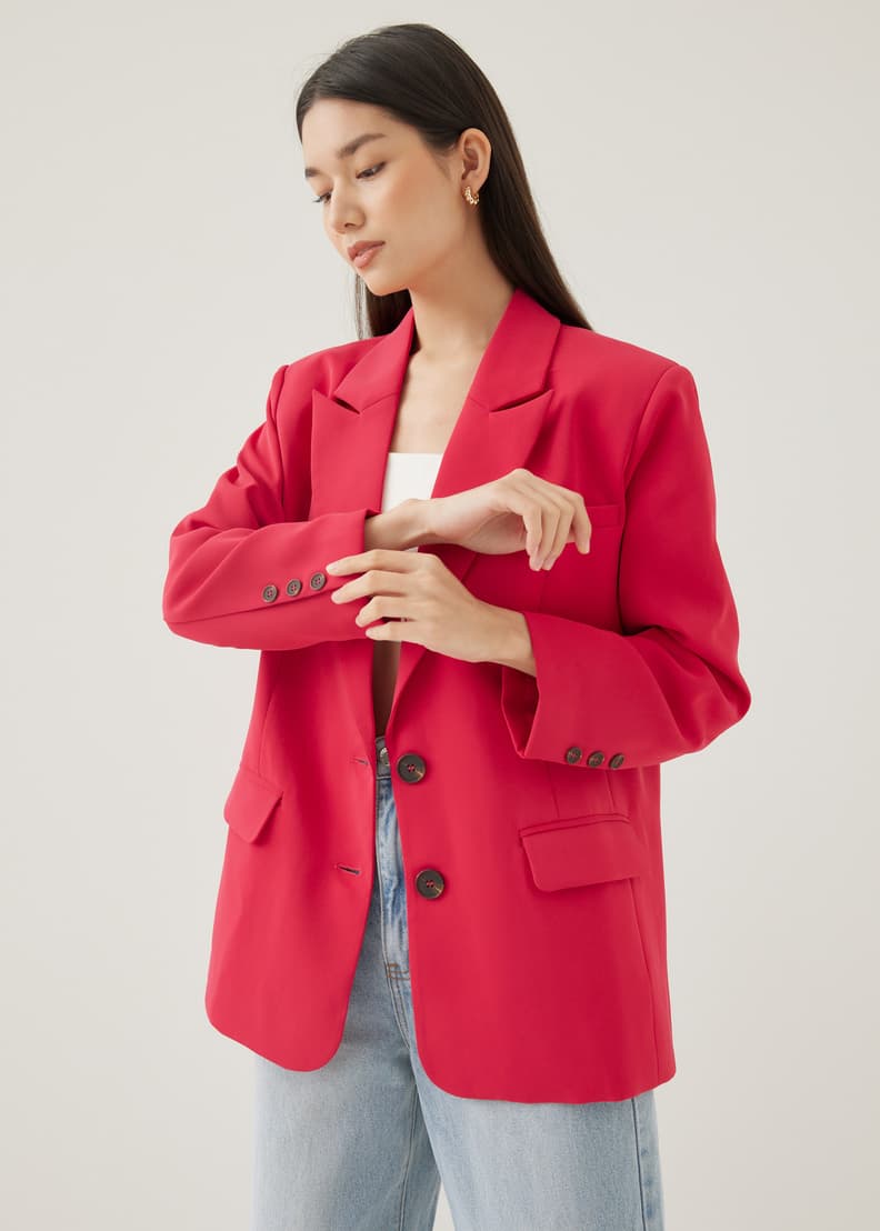 Red deals oversized blazer