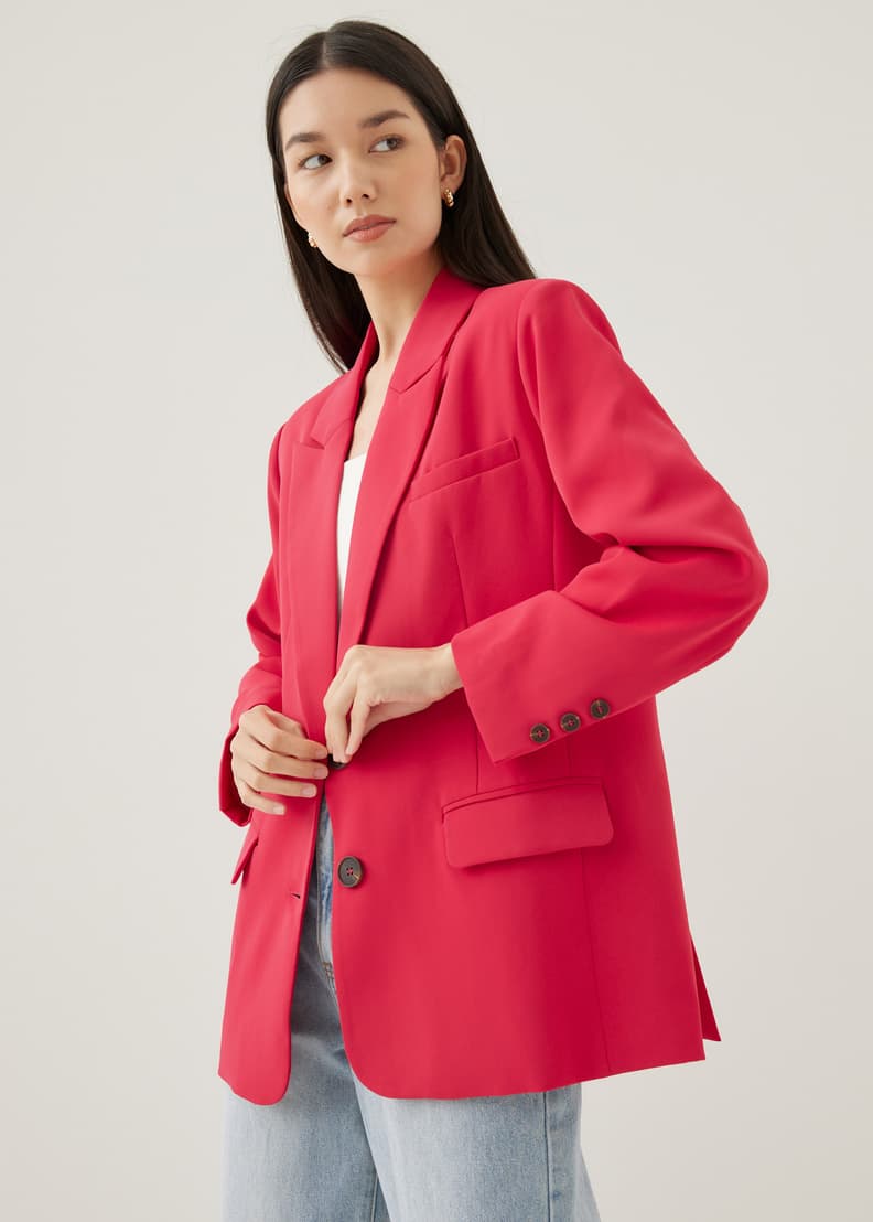 Red blazer long hot sale