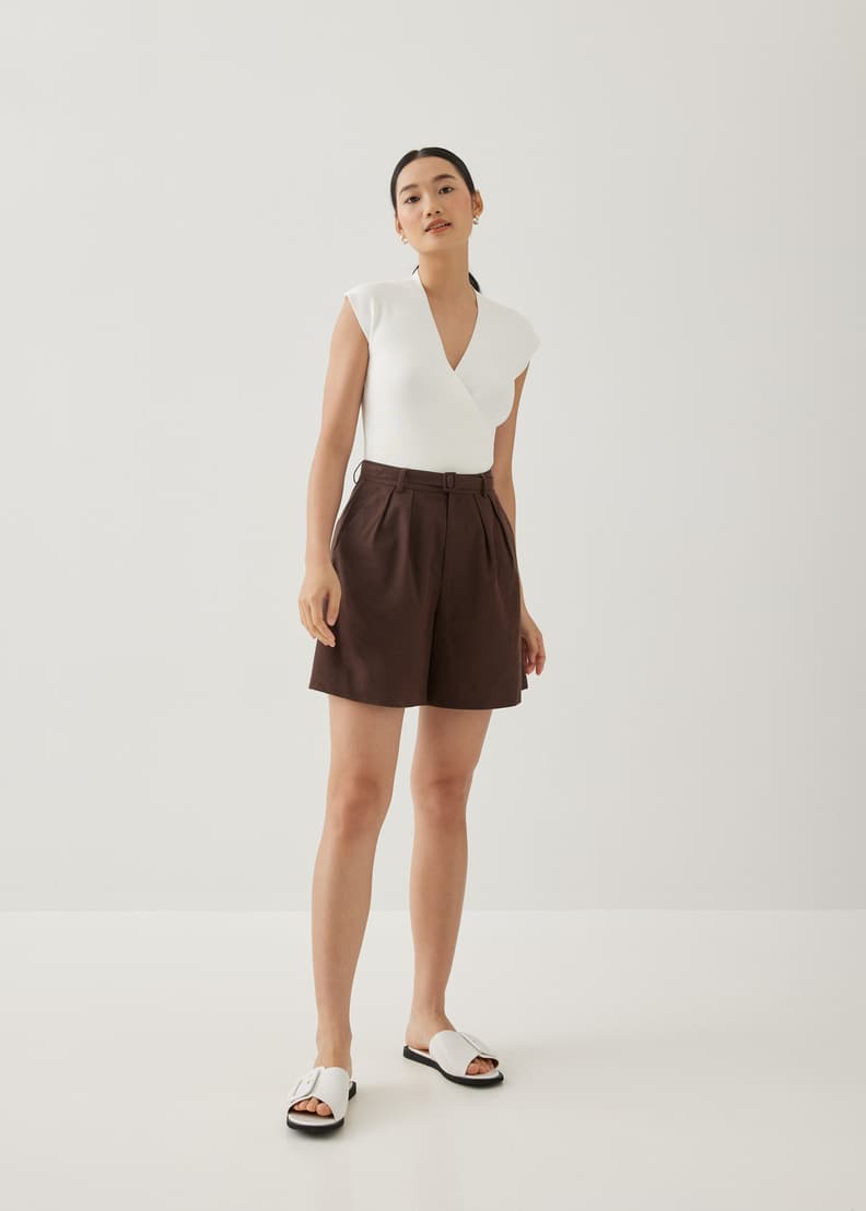 Red linen shorts cheap womens