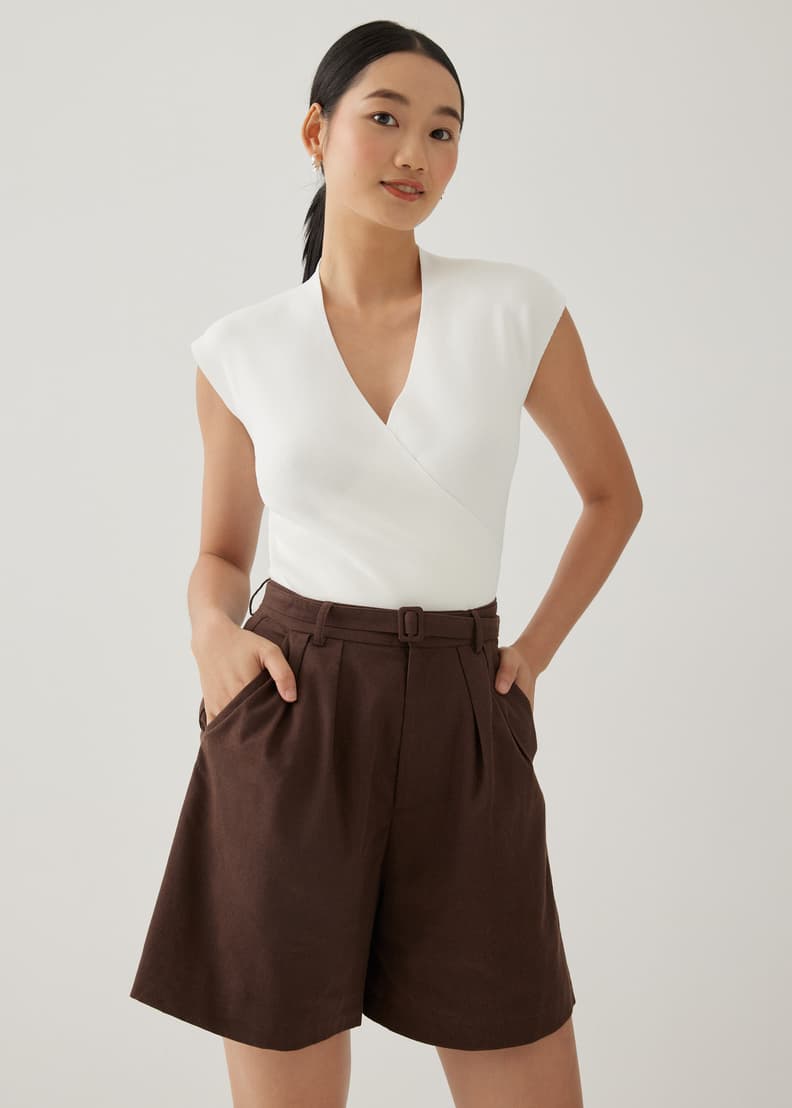 Wide leg linen top shorts
