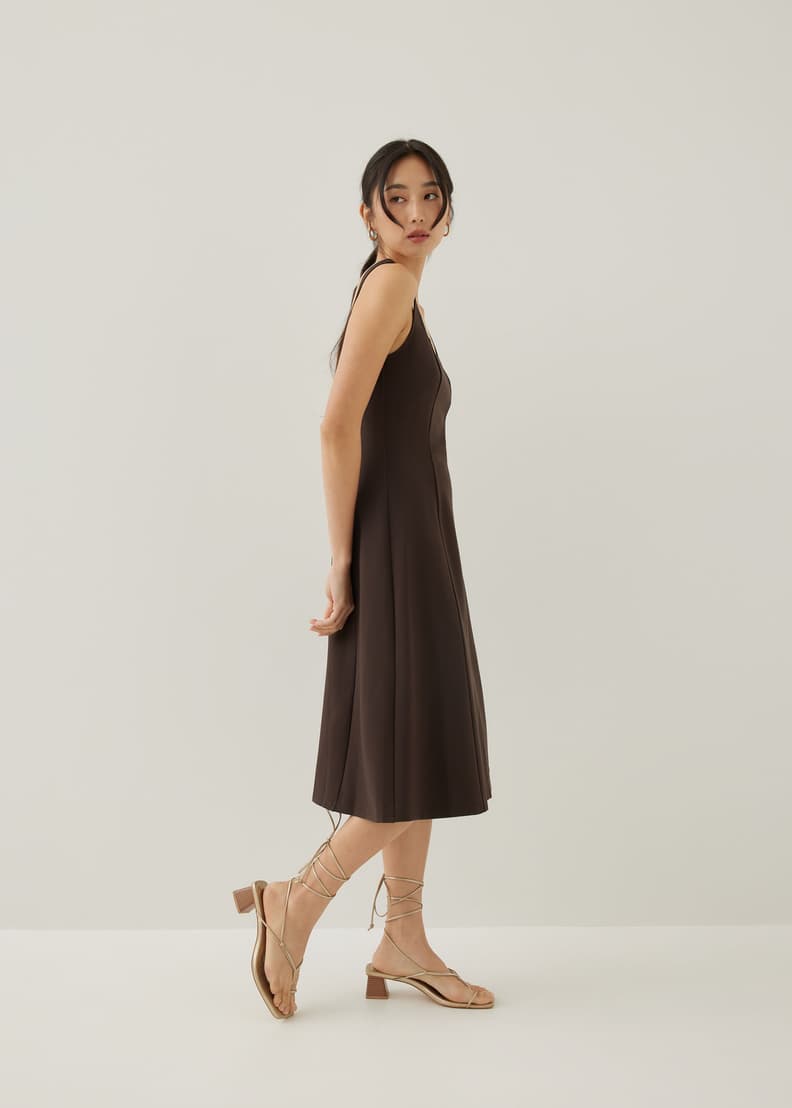 Gemina Jersey Fit Flare Midi Dress