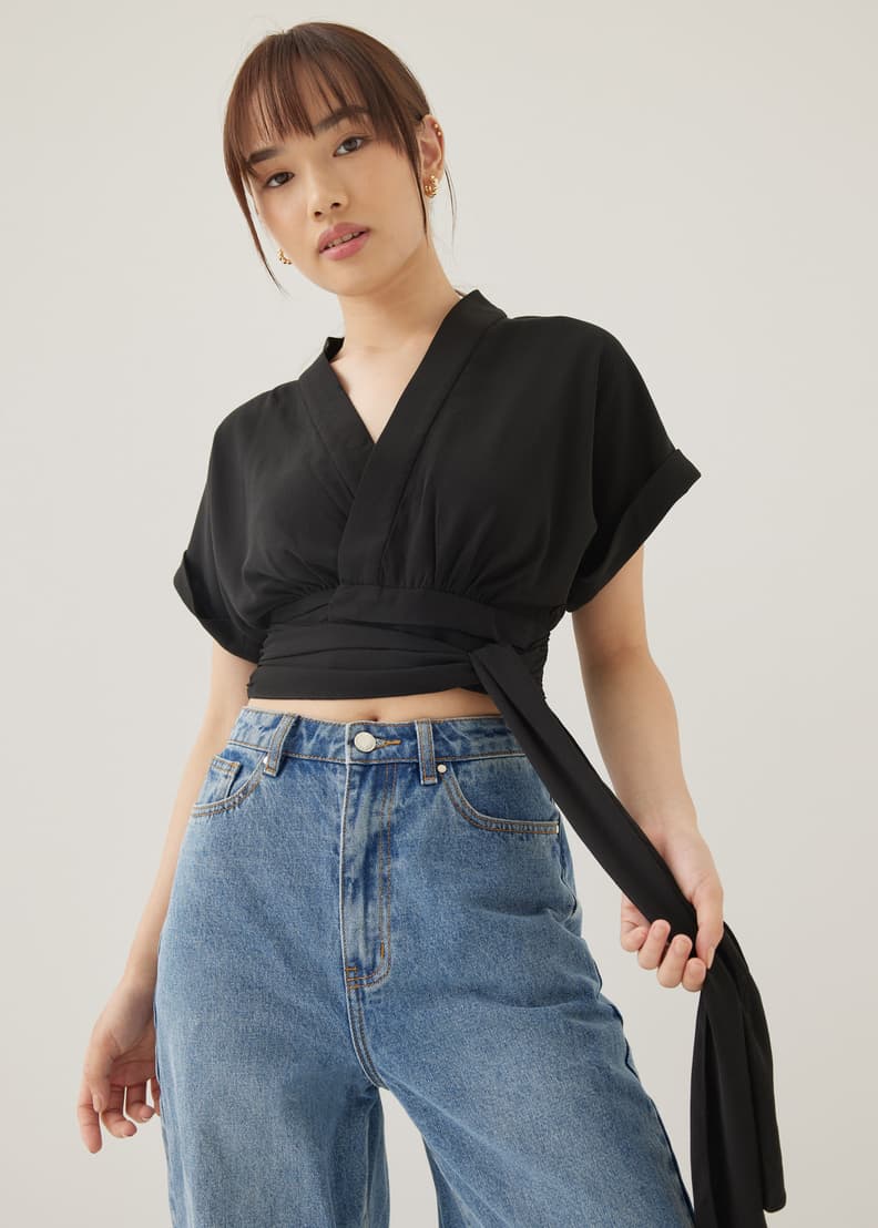 V neck wrap top 2025