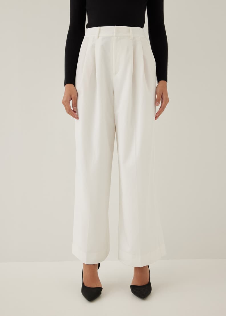 White straight palazzo pants outlet