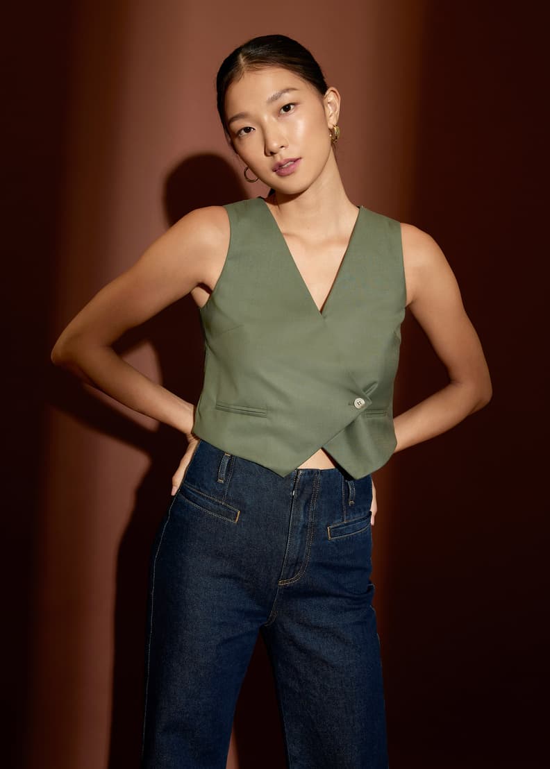 Button down top vest womens