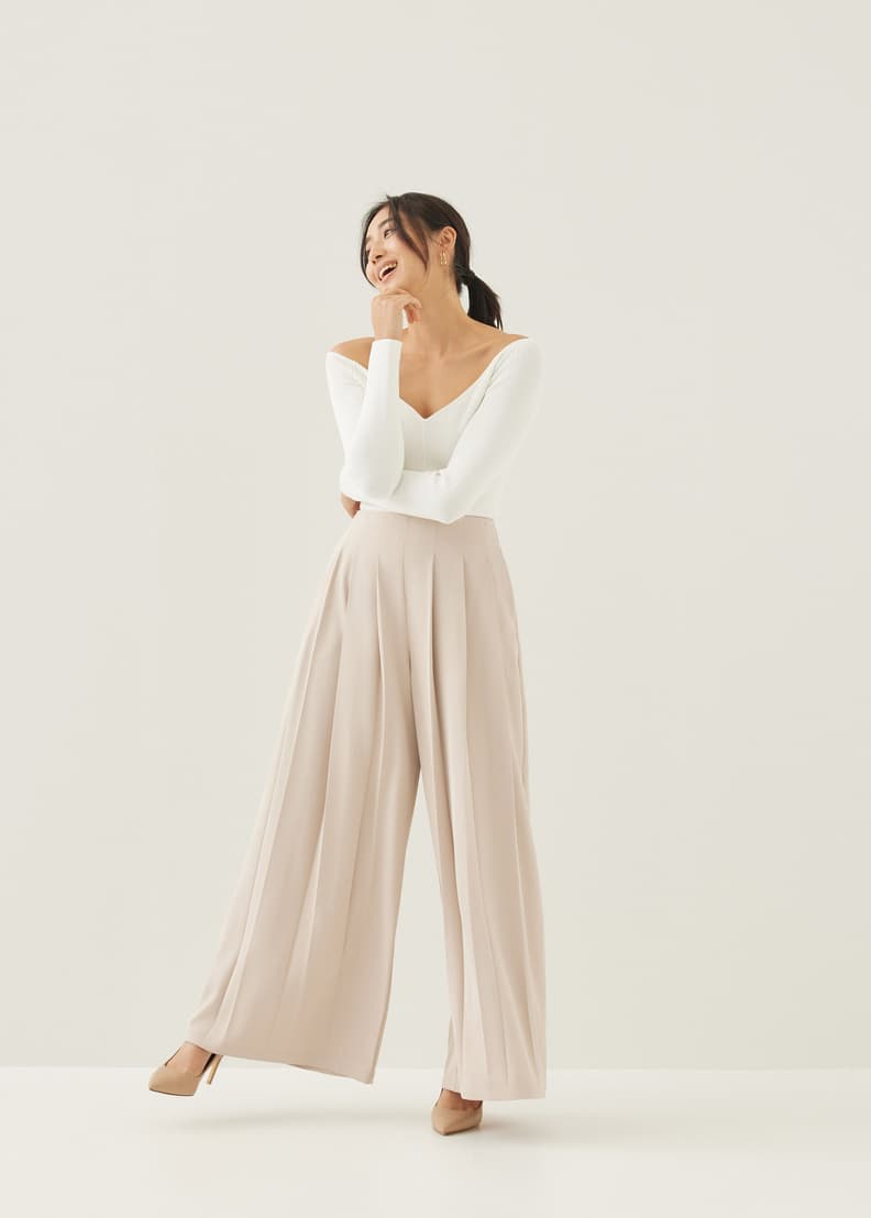 Pleated straight leg pants clearance