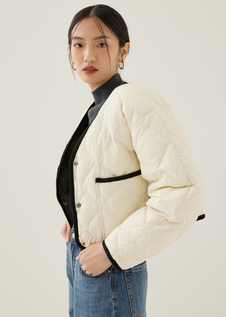 White quilted puffer best sale jacket