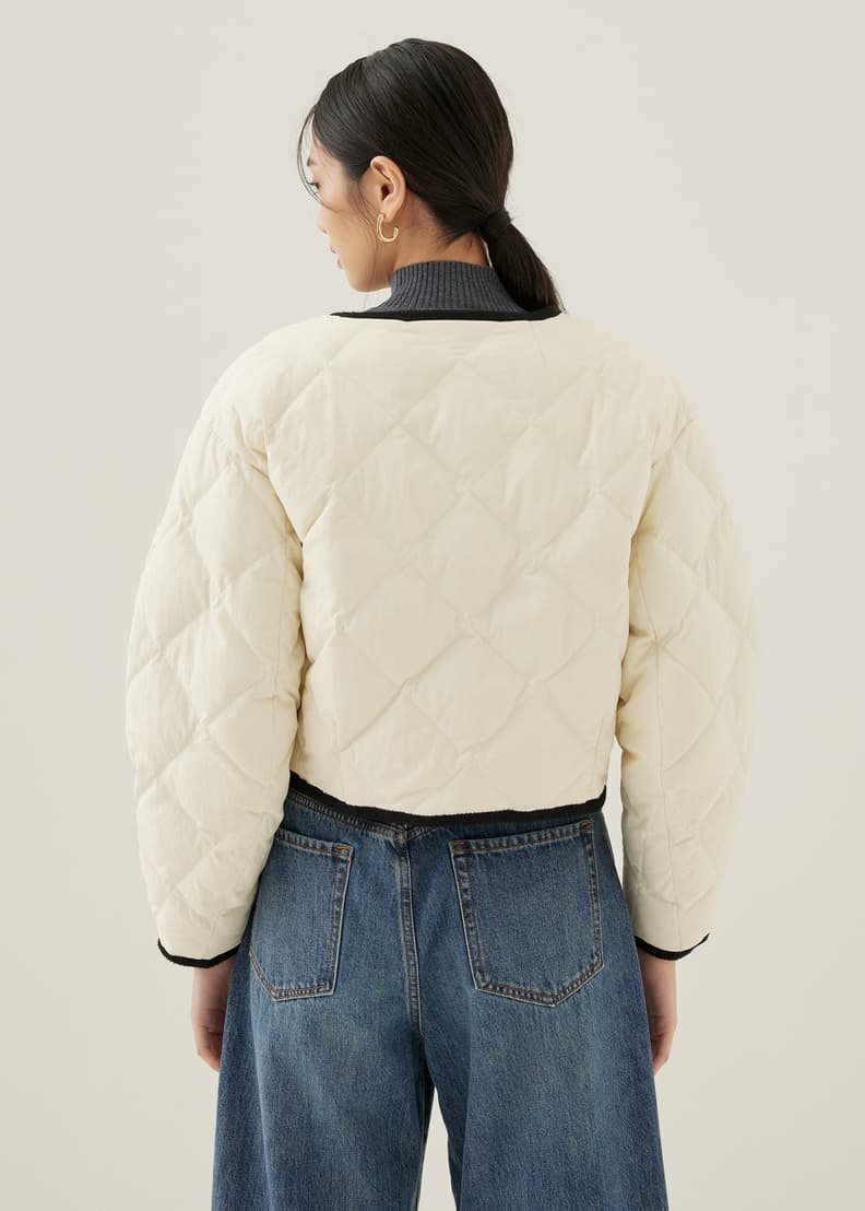Puffer jacket with discount jeans
