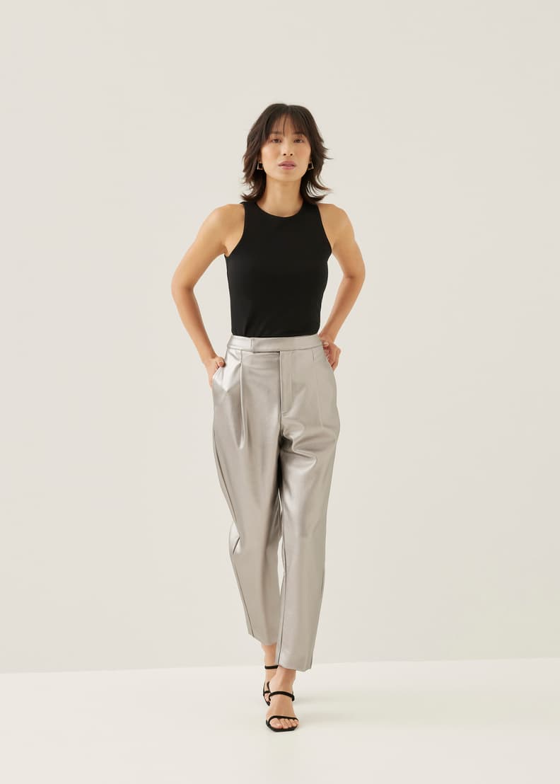 Buy Beckey Metallic Pleather Peg Leg Pants Love Bonito