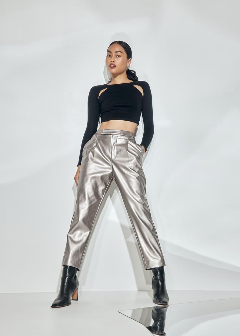 Leather peg leg trousers store