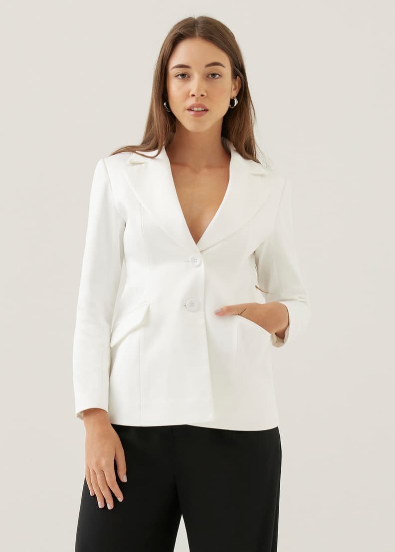 Buy Cosima Padded Satin Peplum Blazer Love Bonito Singapore