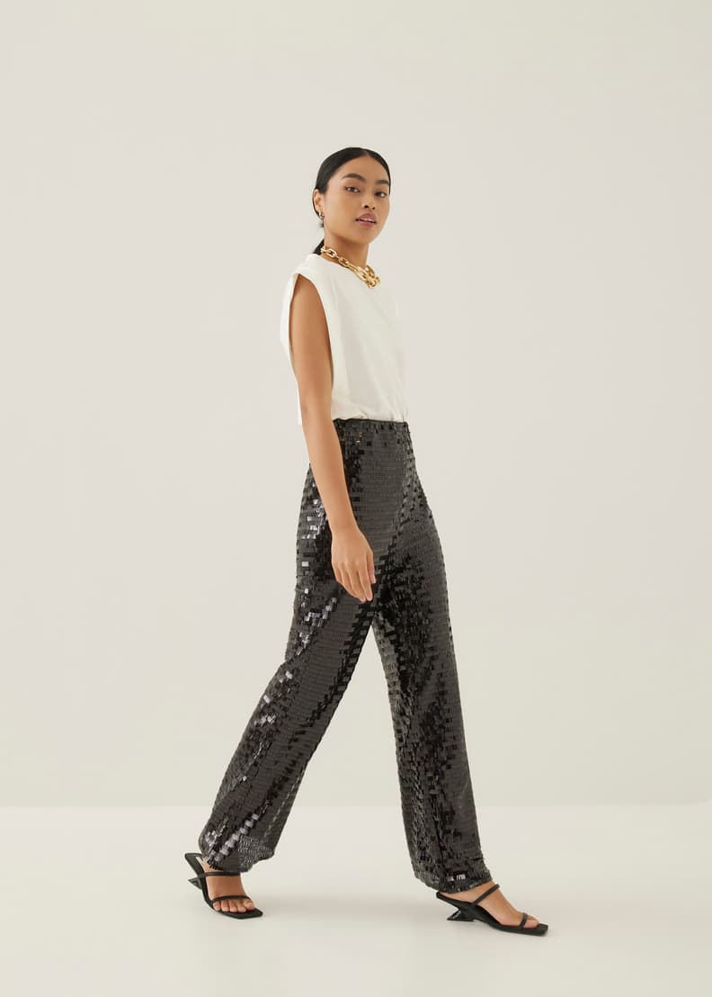 White sequin flare hotsell pants