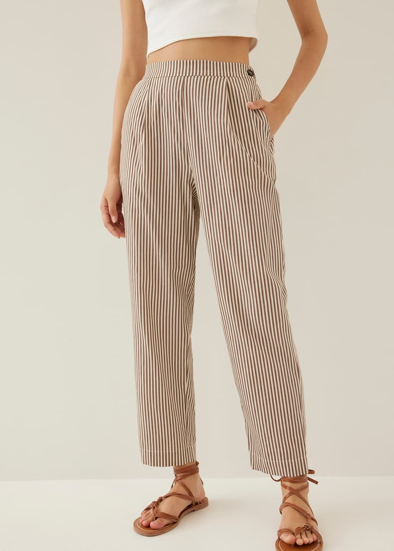 Grenda Elastic Striped Peg Leg Pants