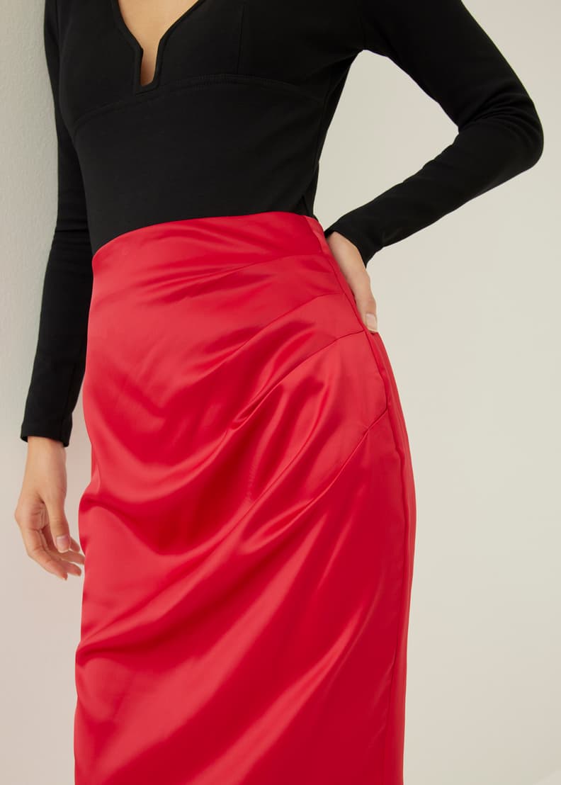 Japan exclusive pleated online wrap midi skirt