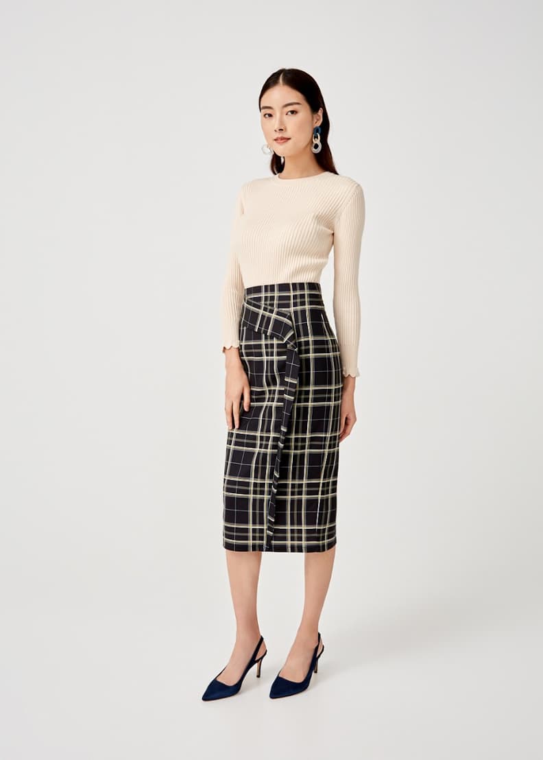 Check midi online pencil skirt