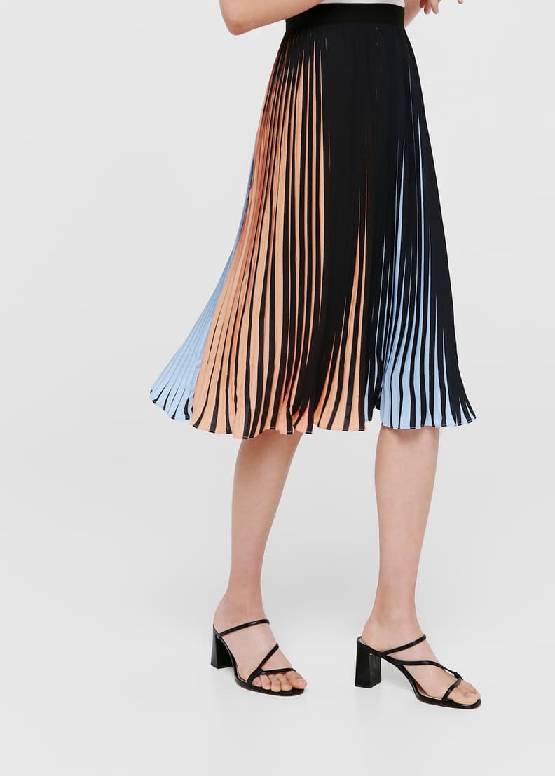 Pleated a-line store midi skirt