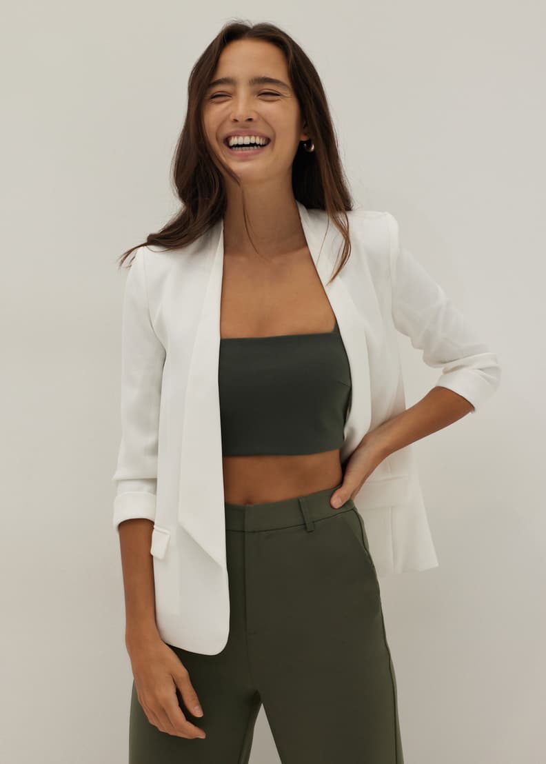 White shawl collar store blazer