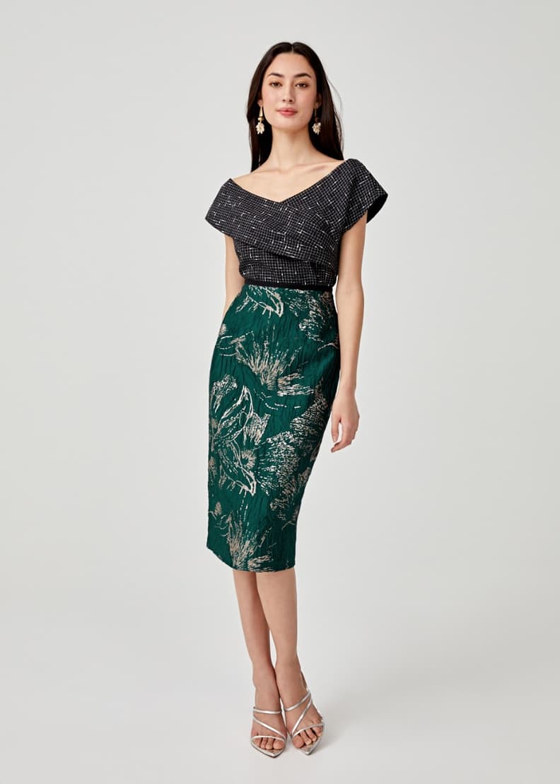 Buy Fionne Jacquard Midi Bodycon Skirt Love Bonito Shop
