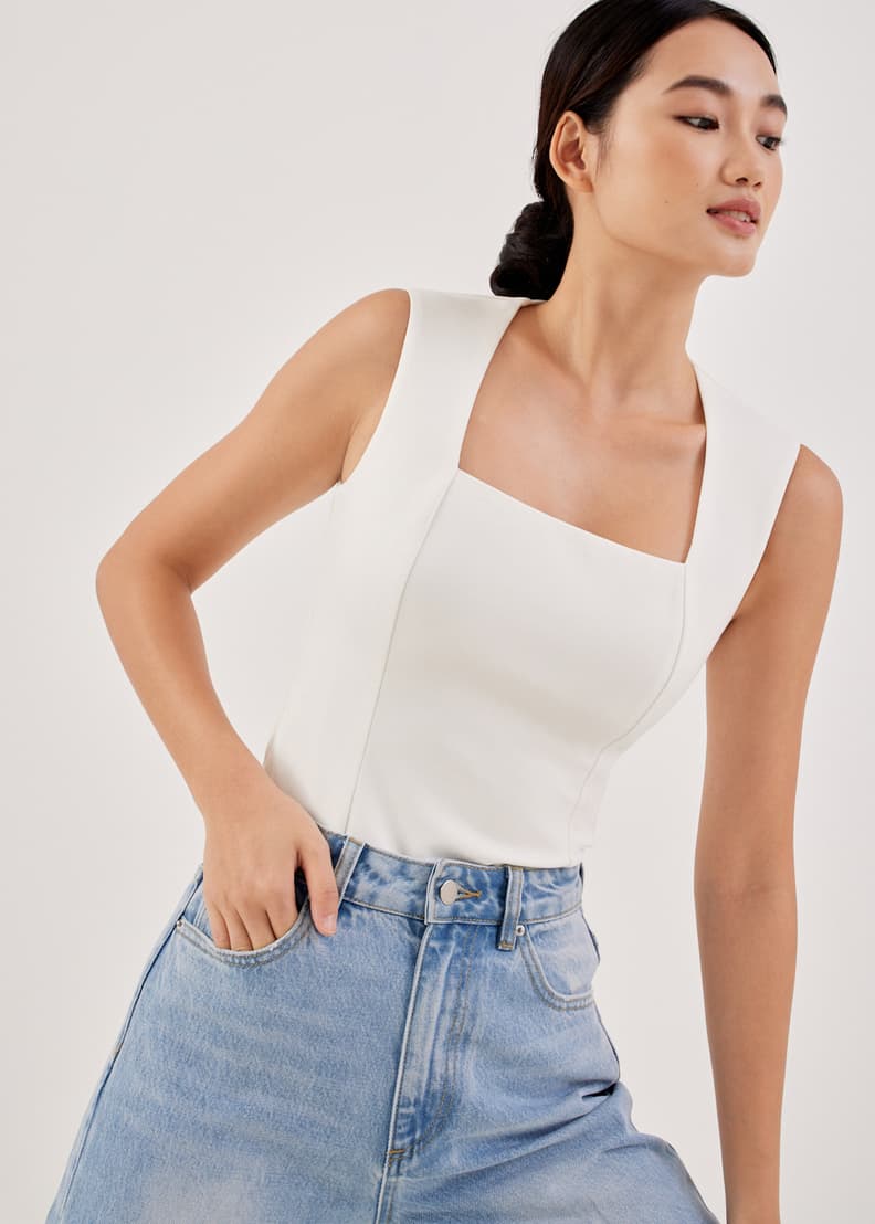 Buy Allegra Square Neck Fitted Top @ Love, Bonito Singapore | Shop Women's  Fashion Online | Love, Bonito SG
