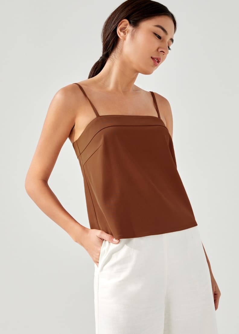 Straight neck spaghetti strap top store