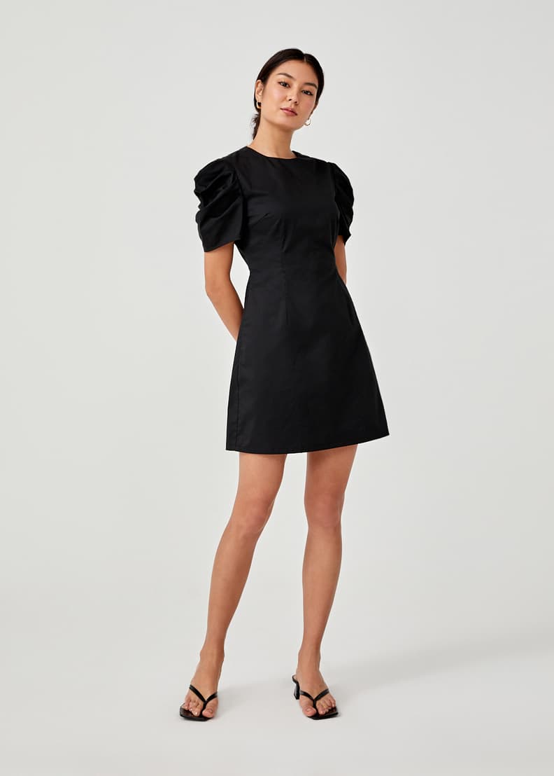 Puff sleeve shift dress hot sale