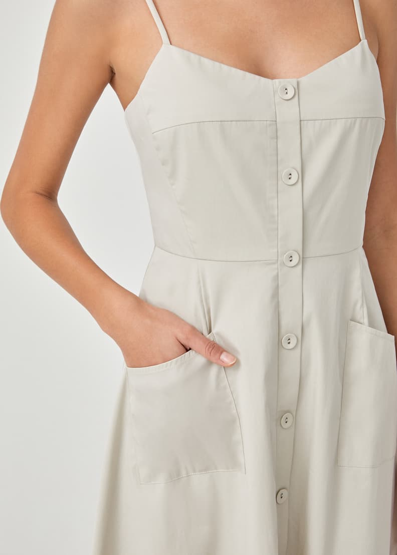 White dress with on sale buttons down the front
