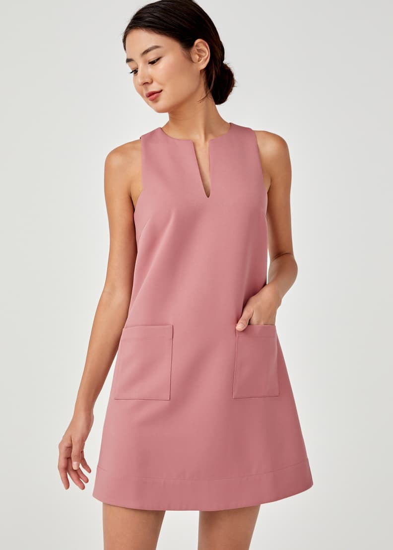 Low cut shift dress best sale