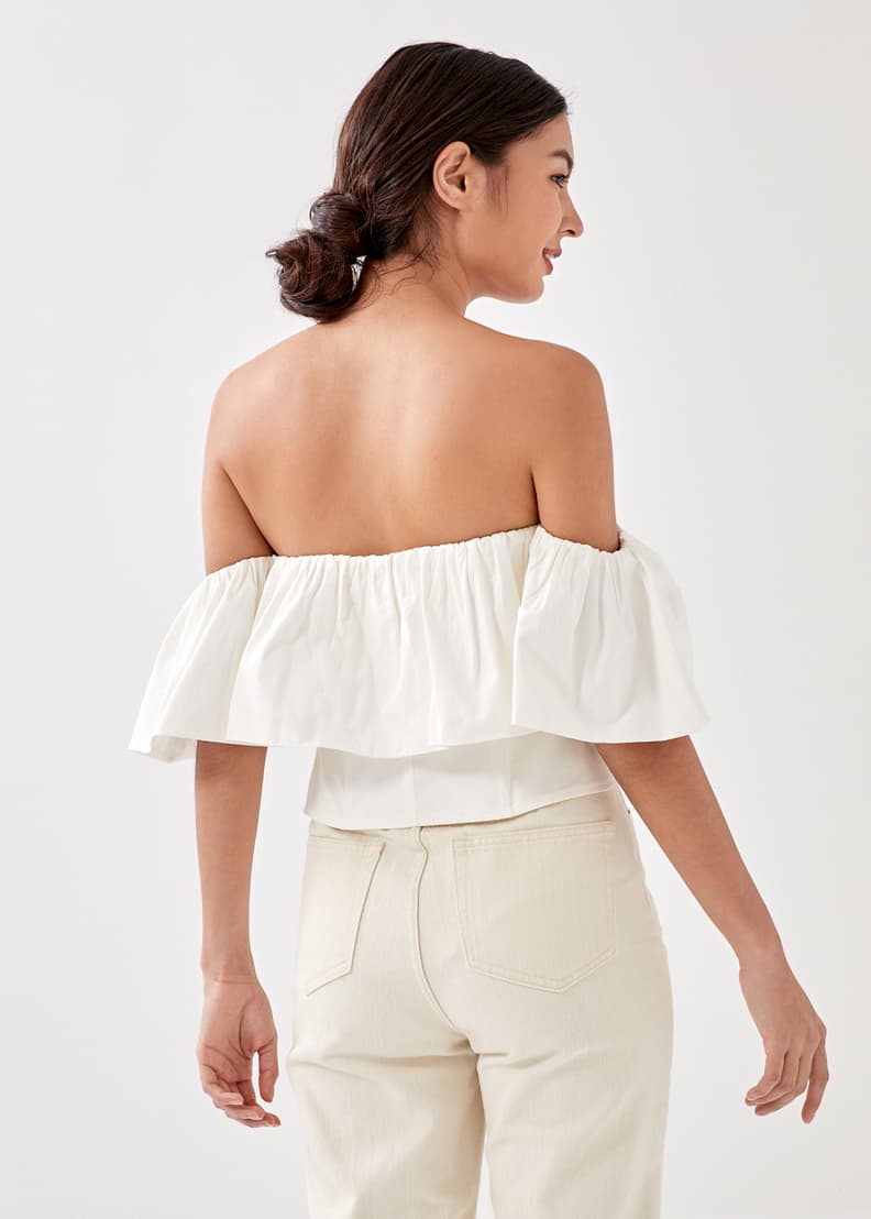 Ruffle outlet bustier top