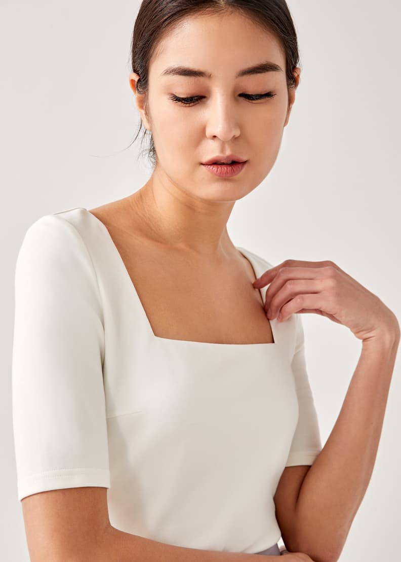 Tegan Fitted Square Neck Top | Love, Bonito US