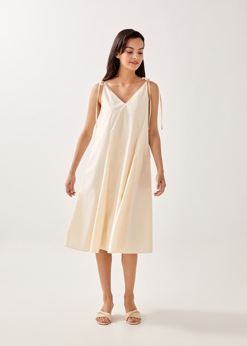 Shoulder tie midi cheap slip dress