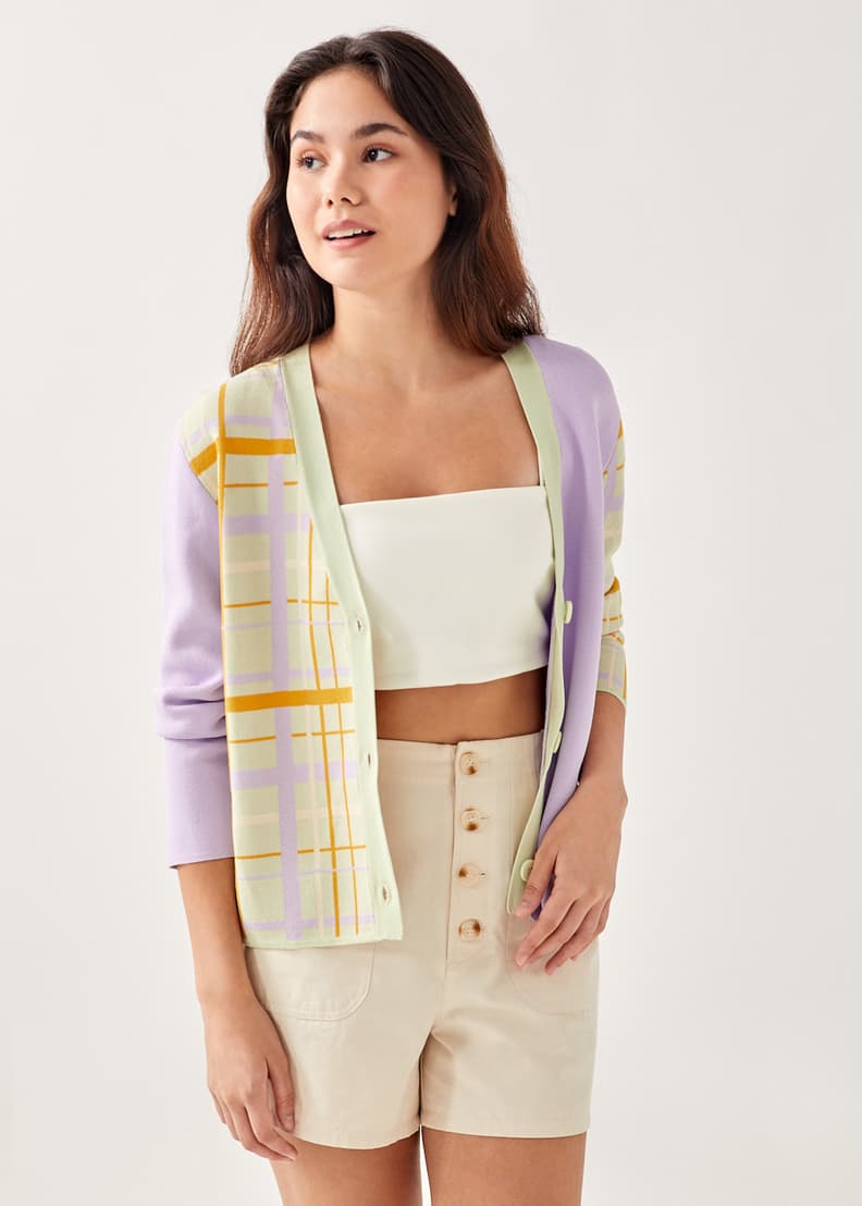 Gingham cardigan sale