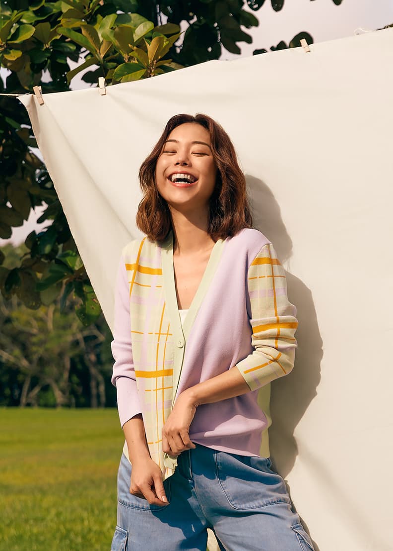 Gingham cardigan sale