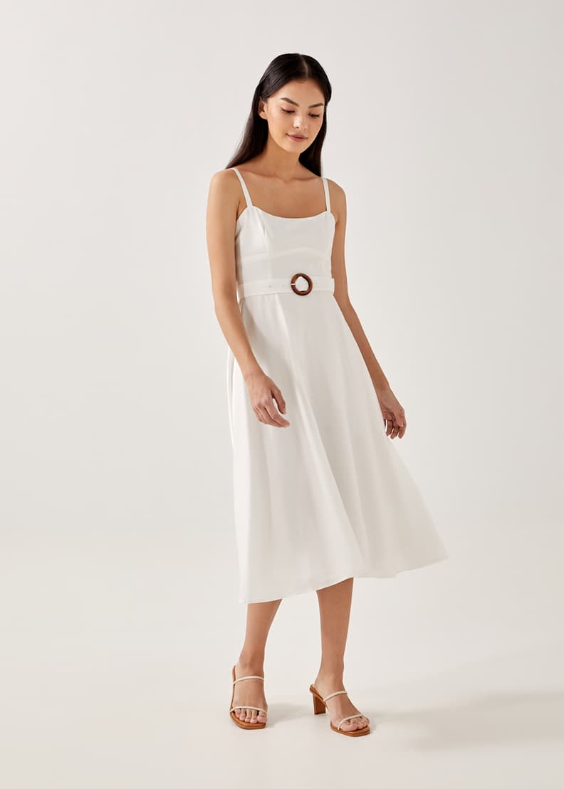 Belted fit sales and flare dress