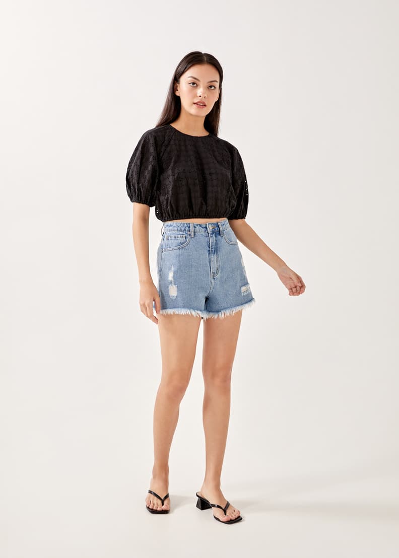 Buy Hayes Embroidered Ruched Cropped Top @ Love, Bonito | Shop Women's ...