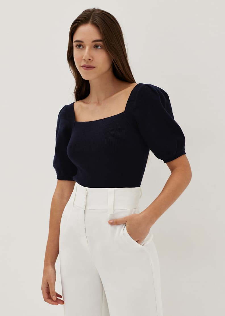 Laria Square Neck Knit Top Love Bonito Philippines