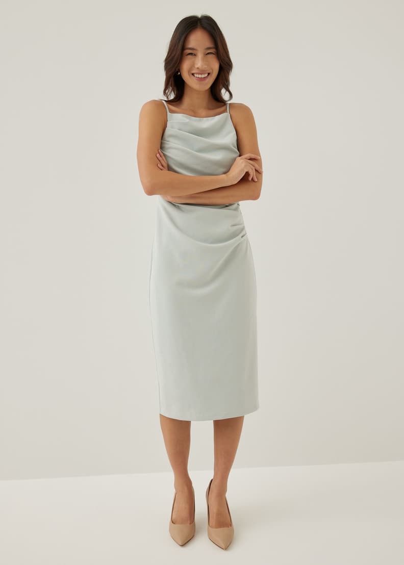 Buy Jaena Drape Bodycon Midi Dress @ Love, Bonito Singapore | Shop Women's  Fashion Online | Love, Bonito SG