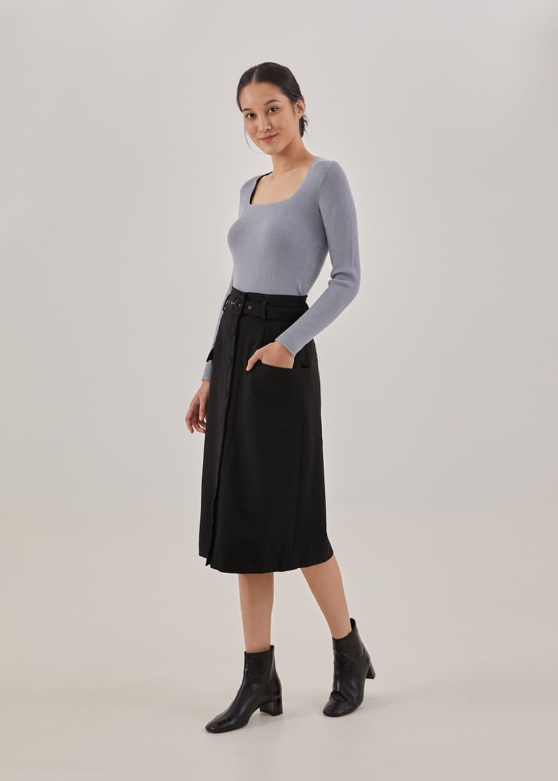 Belted a best sale line midi skirt