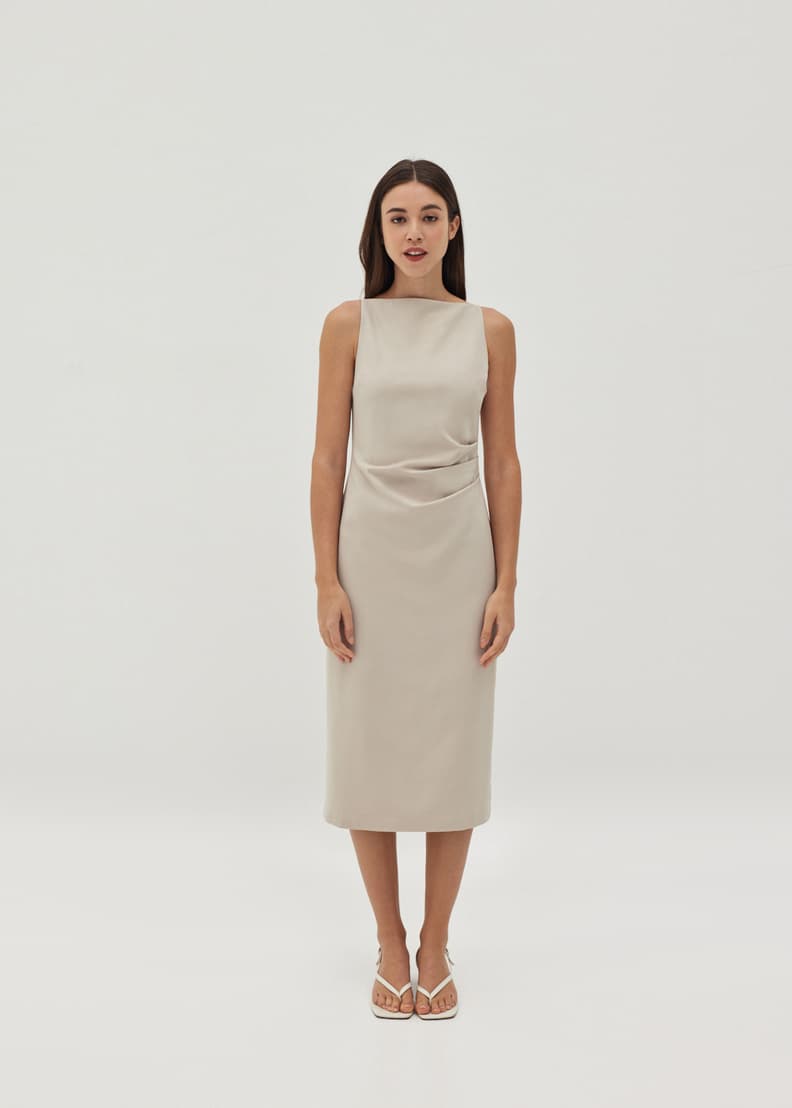 Straight clearance neckline dress
