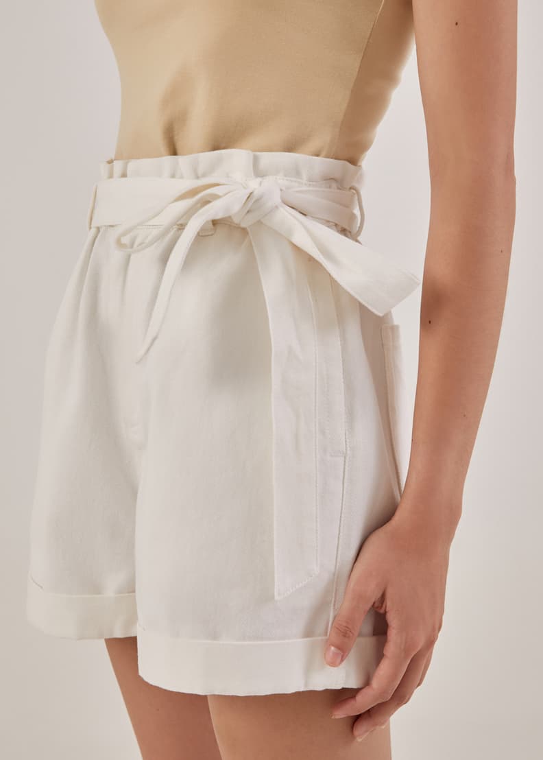 White high waisted best sale tie shorts