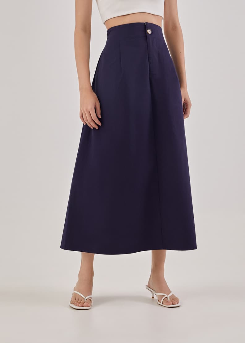 Elastic waist online navy skirt