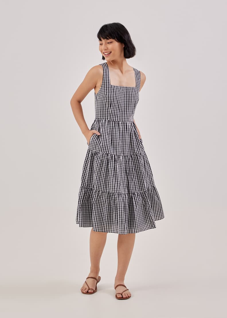 White discount gingham dress