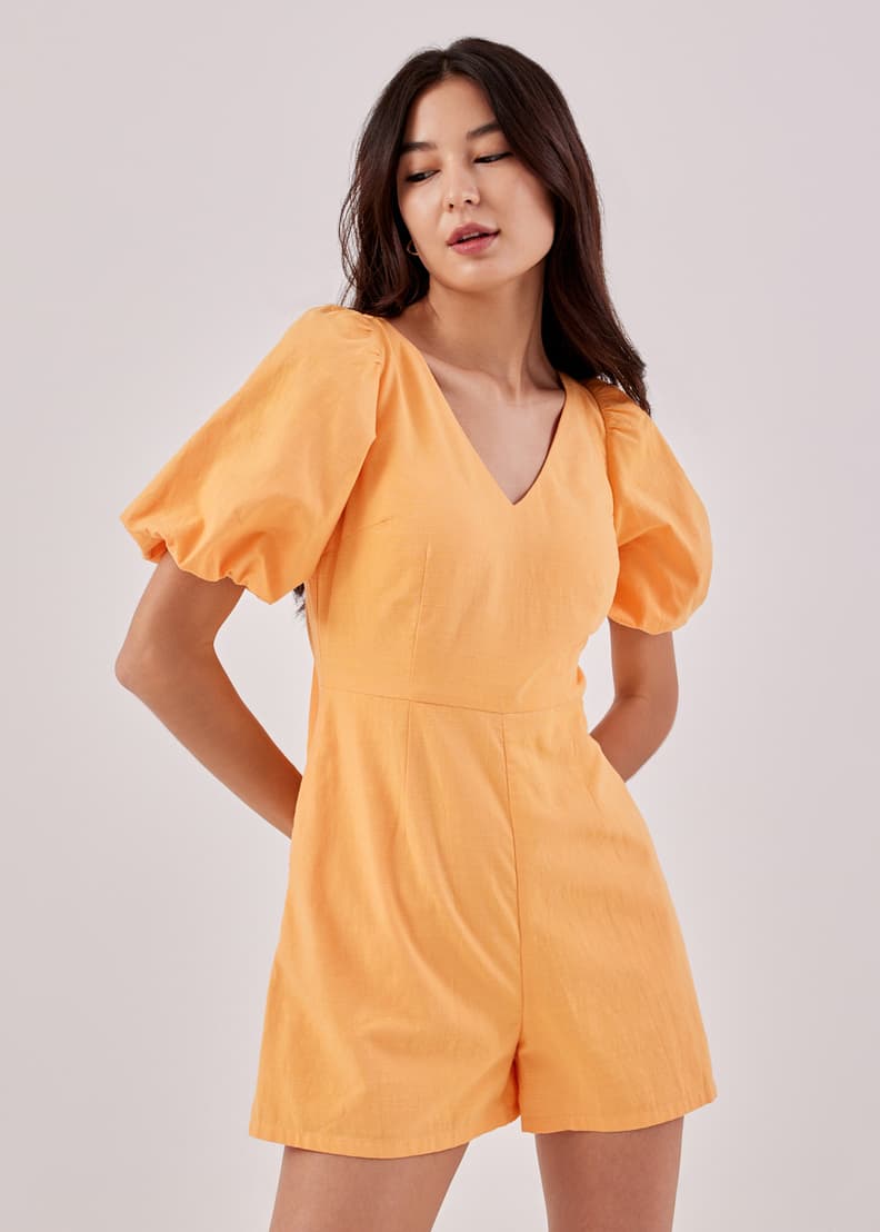 Taye Puff Sleeve Tie Back Romper