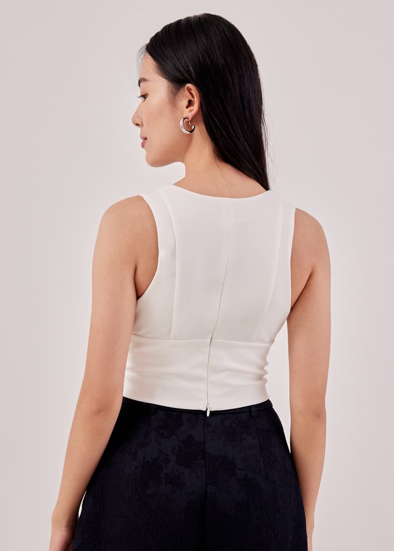White padded crop top top