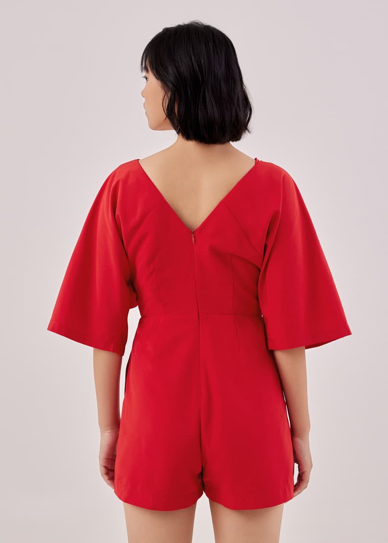 Red romper jumpsuit shorts hotsell