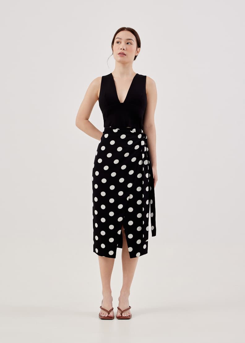 Polka dot wrap skirt 2025
