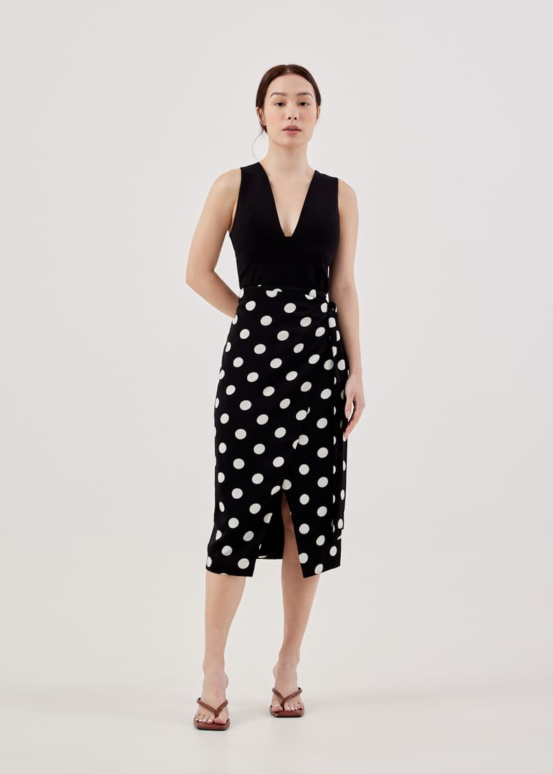 Midi wrap skirt polka dot outlet
