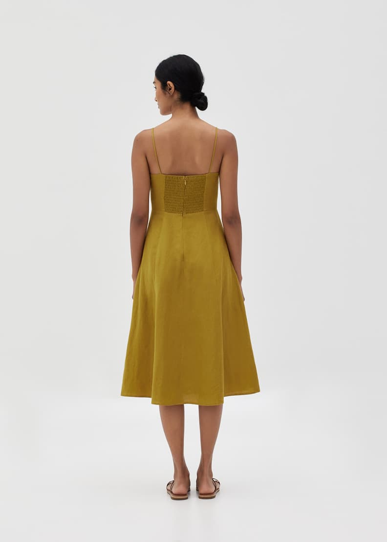 Sianna Linen Bustier Smocked Dress