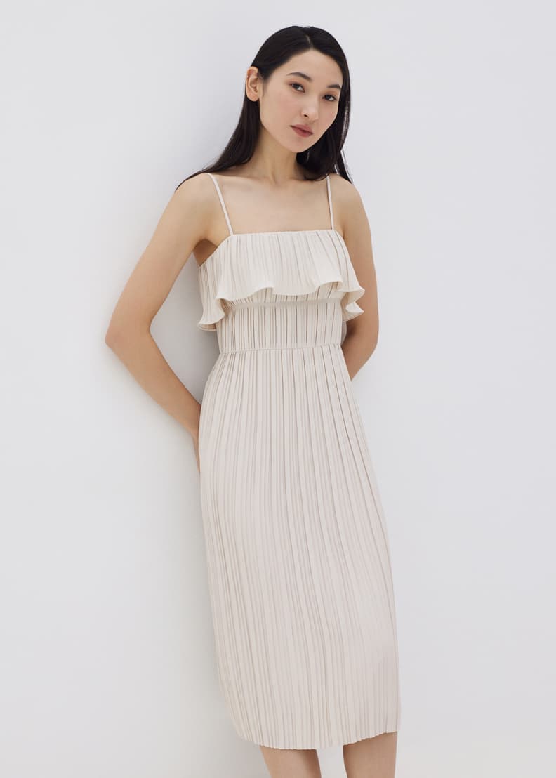 Braylee Frill Pleated Column Dress Love Bonito ID